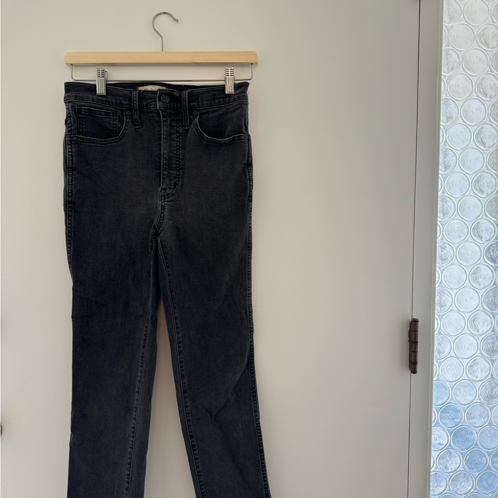 MADEWELL BLACK DENIM STOVEPIPE JEANS RAW HEM 27